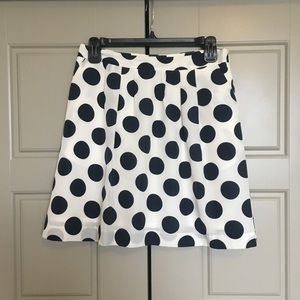 JCrew Navy and White Polka dot A line Skirt